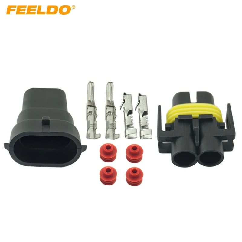 

FEELDO 1set Car Motorcycle H8/H9/H11/880/881 Waterproof DIY Male Female Quick Adapter Connector Terminals Plug Kit #CA2752