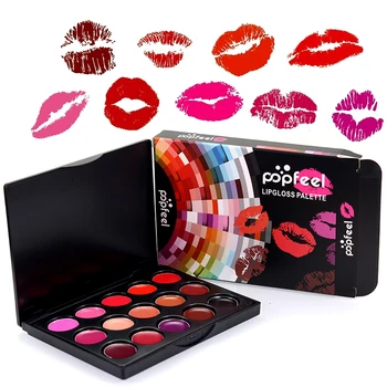 

POPFEEL Lip Gloss 15 Colors Mini Long-Lasting Moisturizing Makeup Silky Lipstick Palette Non-fading Fashion Cosmetics TSLM2