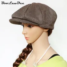 BooLawDee, шерстяная, Смешанная, весенняя и осенняя, газетная Кепка, для мужчин и женщин, коричневая, черная, верхняя, на пуговицах, украшение, сделано в Китае, M630