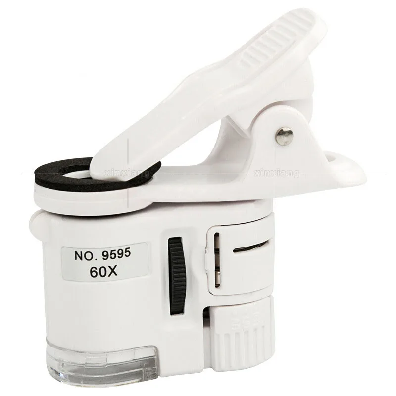 

New Portable Magnifier Mobile Phone Microscope High Quality 60X Mini LED Light Camera Universal Mobile Phone Clip HD Microscope