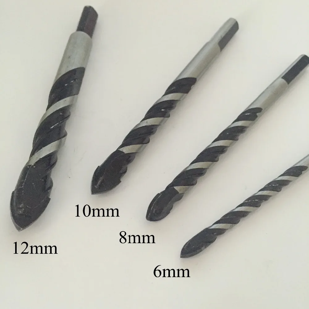 Glass Marble Porcelain Spear Head Ceramic Tile Drill Bits Set 4 pcs 6/8