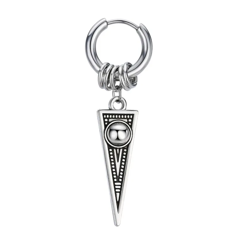 

1Pc Punk Multiple Small Circle Cross Pendant Hoop Earring For Women Hip Hop Silver Color Blade Triangle Earrings Jewelry E150