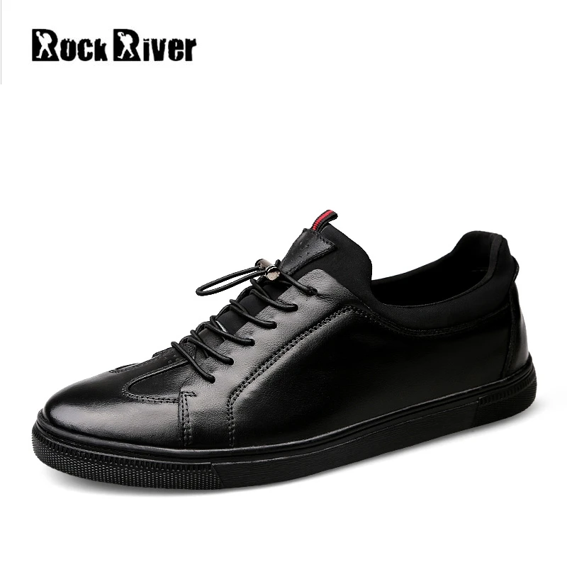 

2018 New 100% Cow Genuine Leather Shoes Men Black Mens Shoes Casual Luxury Sneakers Leather Shoes Men Flats Big Size 38-48