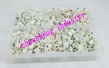 

1000pcs/box EC-1 2.5mm2 10 different number 0-9 cable marker white color set