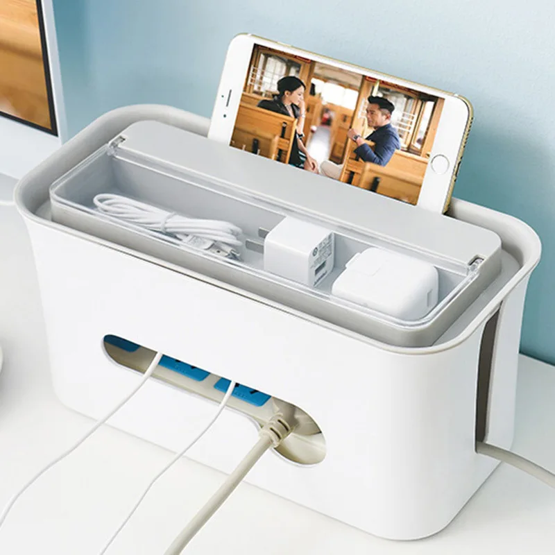 

Multi-functional ABS Plastic Wire Storage Box Desktop Storage Case Fire Prevention Power Row Socket Cable Headset Finishing Box