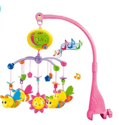 

New Kid Toys Baby Rattles Colorful Bee Shape Musical Rotating Recreation Ground Mobile Bed Bell With 40 Music For 0-12 Months