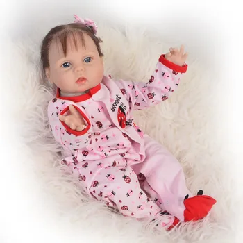 

22inch 55cm soft Silicone Reborn Baby Doll Toy Realistic modeling bebe Girls Babies Doll Kid Brinquedos whit skin bebe Toy