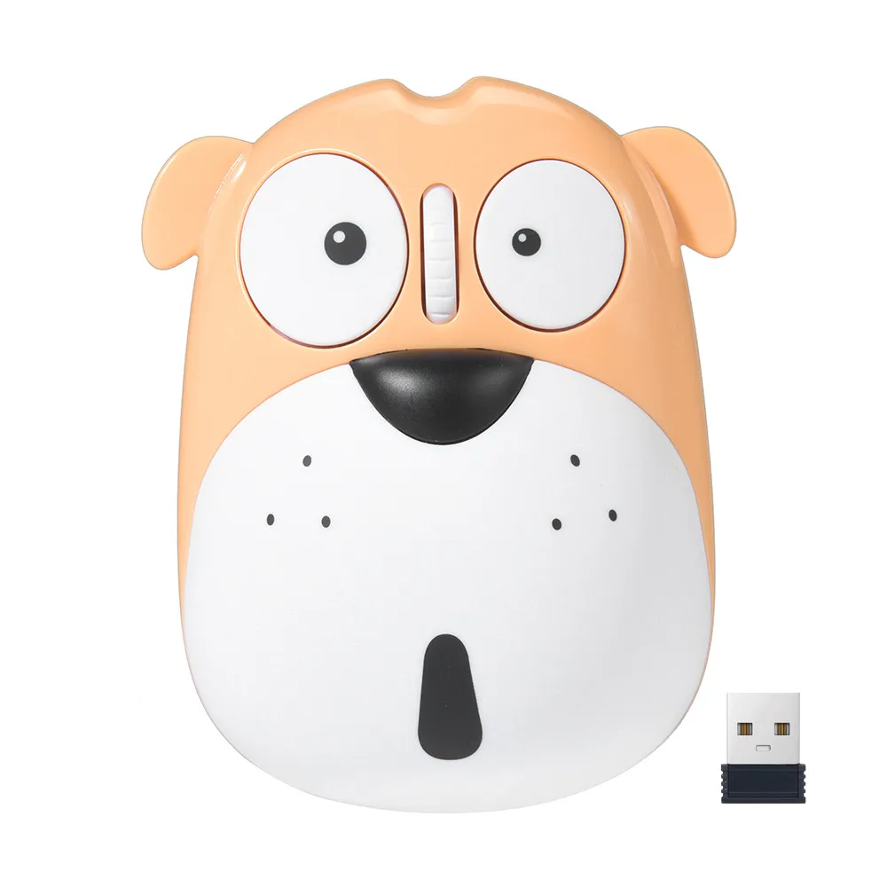 Беспроводная мышь, розовая, оранжевая, милая собака, перезаряжаемая, 1200 dpi, USB, высокое качество, бесшумные милые мышки для ПК MAC/ноутбука, ноутбука L0123 - Цвет: Оранжевый