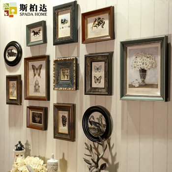 

12 Pieces/set Continental Wood Photo Frame American Vintage Photo Frame Set Creative Photo Frame