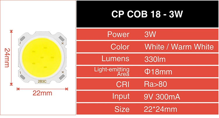 DIY светодиодный чип COB 3 Вт 5 Вт 7 Вт 10 Вт 12 Вт 15 Вт высокой мощности Яркость Lumen лампа DC9-50V для напольный светильник Точечный светильник Холодный белый/теплый белый/белый