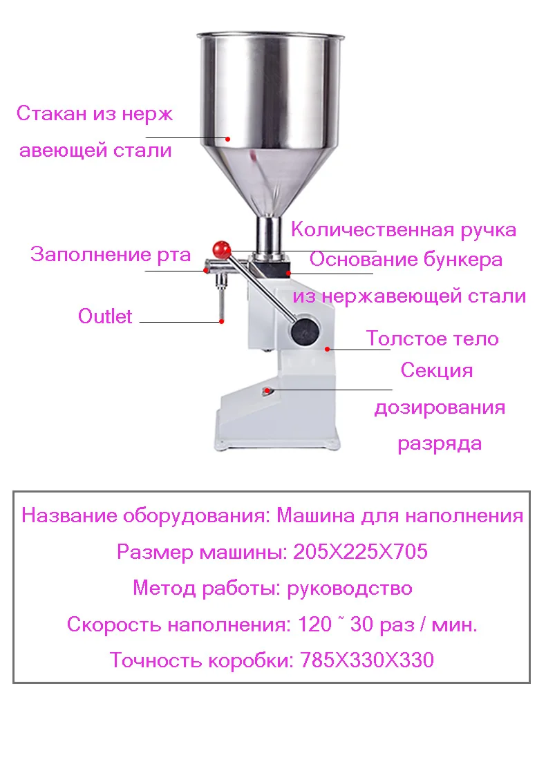 Машина для наполнения пищевых продуктов, ручная, ручная, под давлением, нержавеющая паста, дозирующая, жидкое упаковочное оборудование, проданная машина для крема, 1~ 50 мл