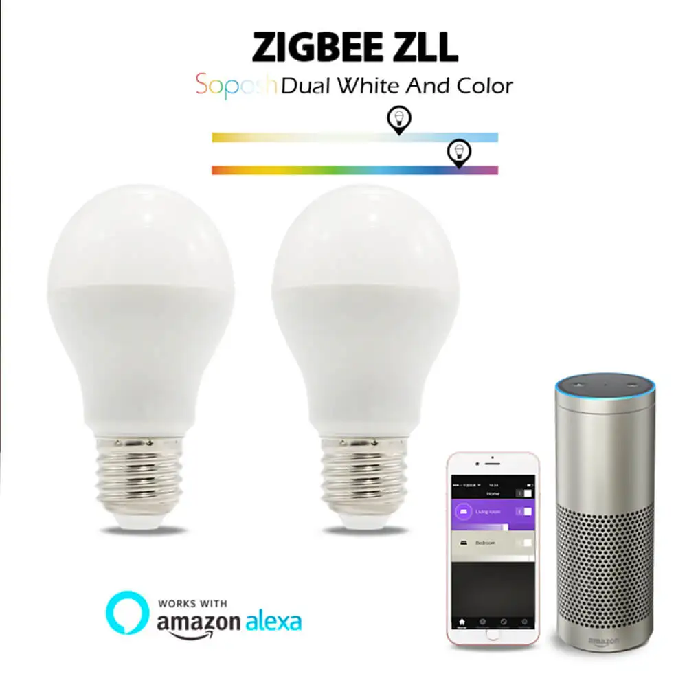 Светодиодная лампа ZIGBEE hub E27 RGB + CCT двойная белая светодиодная E26 AC100 240V 6W