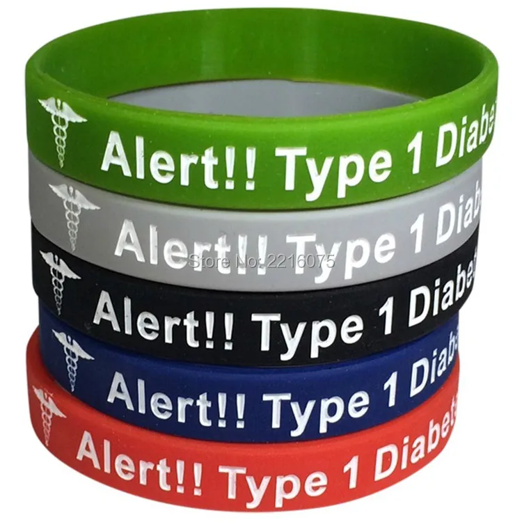 500pcs Type 1 Alert Diabetes Medical Alert wristband silicone bracelets