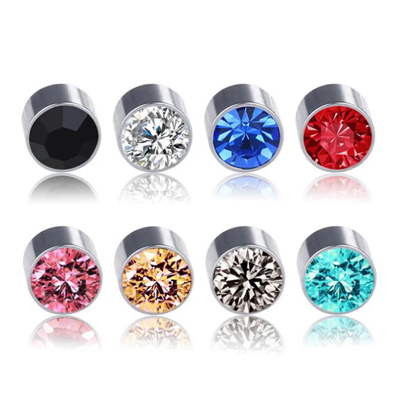

6mm Magnet Magnetic Ear Stud 2Piece Fashion Non Piercing Clip Stud Earrings Fake Earrings for Boyfriend Lover Black