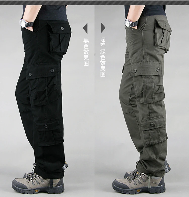 Мужские брюки карго Для мужчин s100 % хлопок 42 44 Повседневное мульти карманы военные Большой Тактические Брюки Для мужчин пиджаки армии