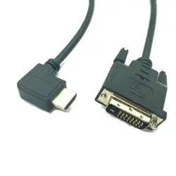 Мужчина HDMI к DVI 24 + 1 Мужской конвертер кабель провод HDMI 5 Гбит/с 90 градусов влево угловой адаптер разъем