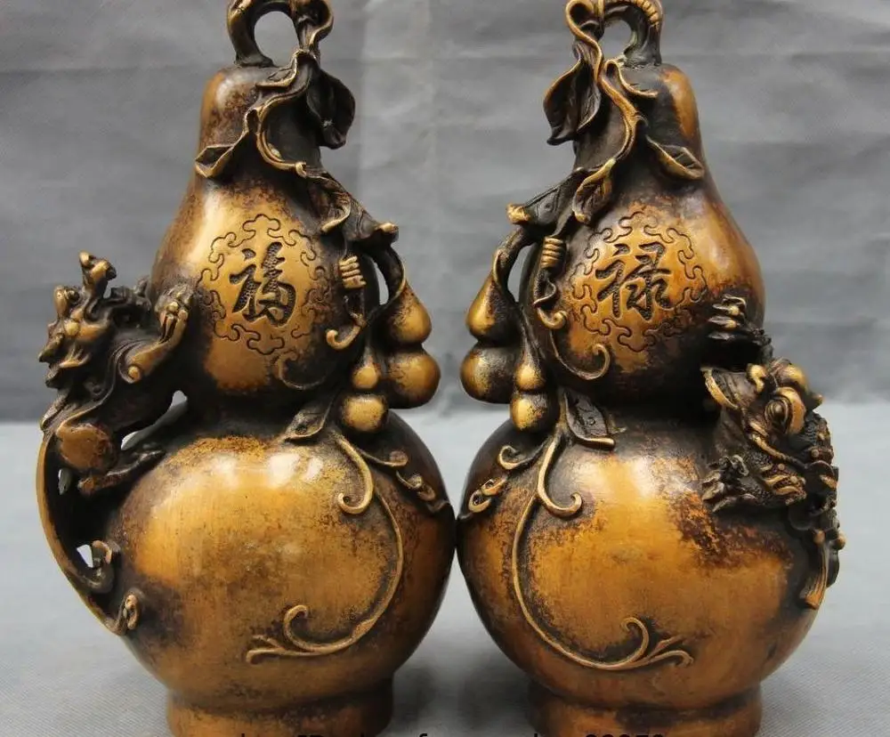 Chinese Bronze Copper Fengshui Golden toad Brave troops Vase Bottle Gourd Statue | Дом и сад