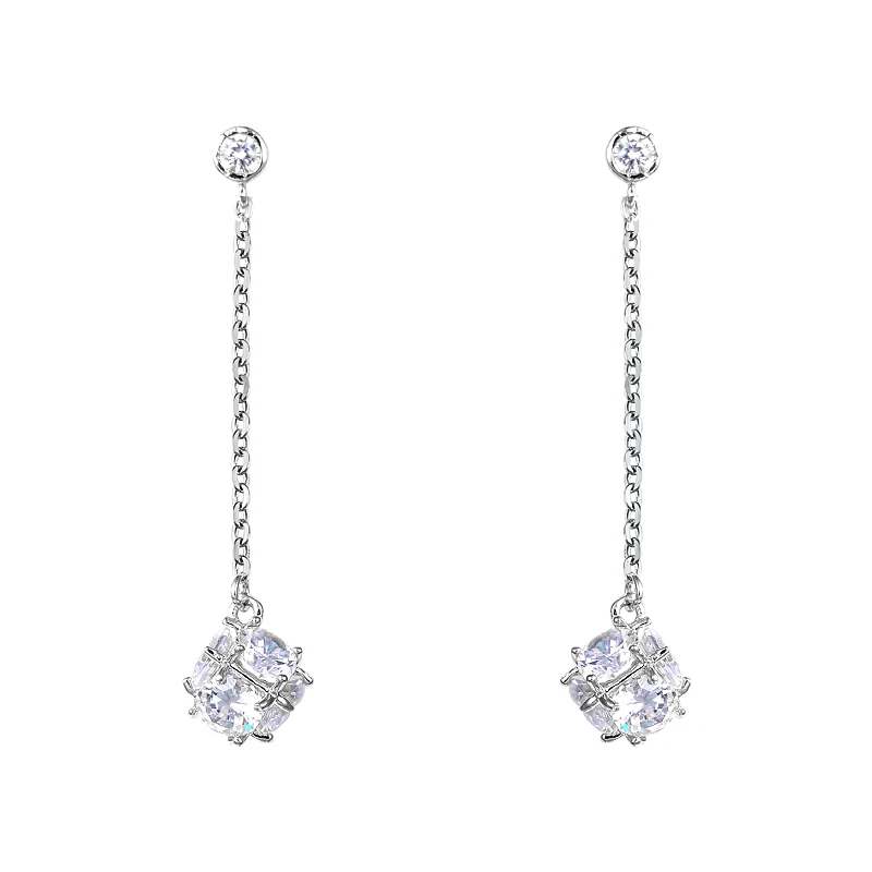 

WEIMANJINGDIAN New Arrival Sparkling Rhodium Silver Color Plated Cubic Zirconia Ball Drop Earrings for Women