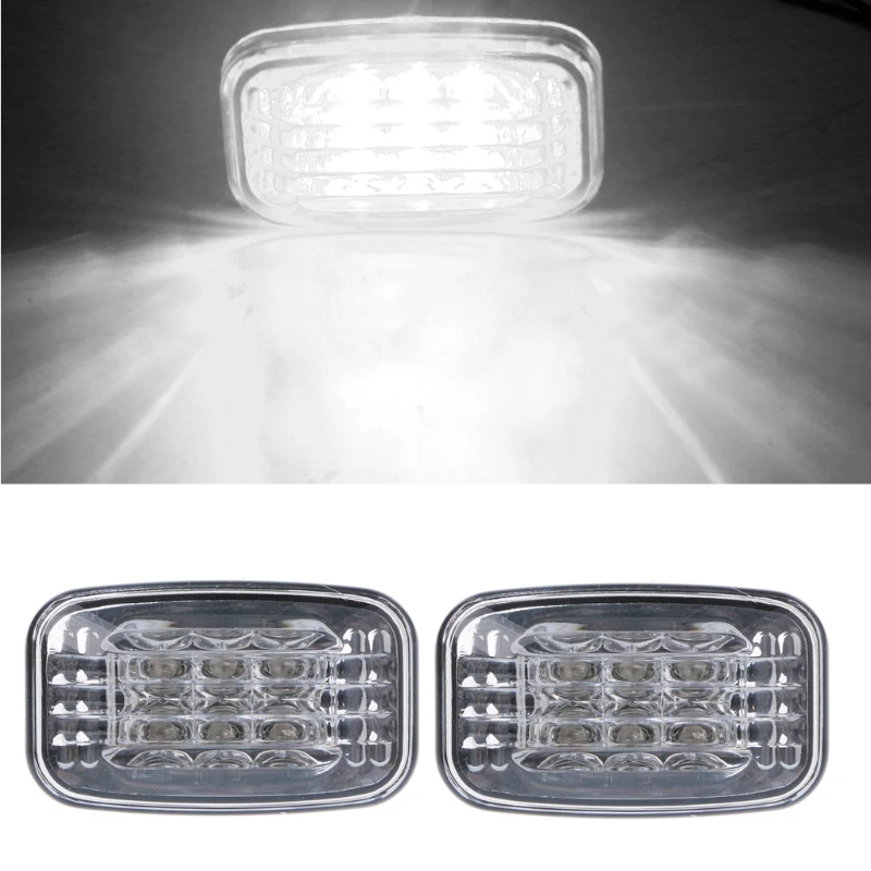 

2x LED Side Marker Turn Signal Light Blue Clear For Toyota 84-07 Land Cruiser