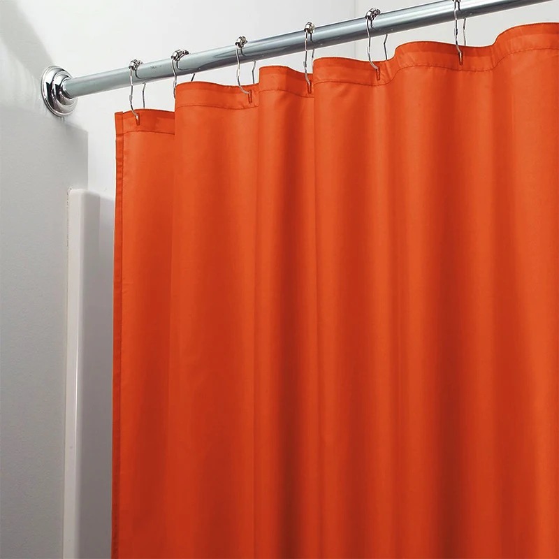 Bathroom Solid Polyester Fabric Shower Curtain Waterproof Mildew Resistant