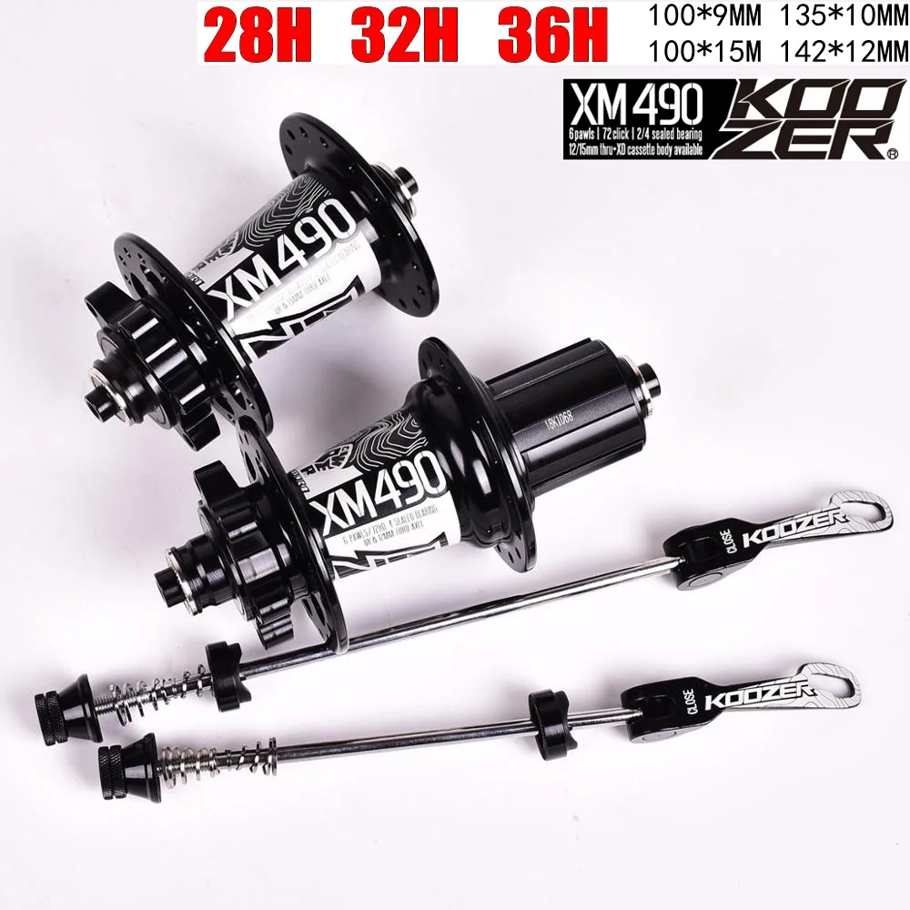

Koozer MTB Disc Brake Hub 28/32/36 Holes 4 Bearing Mountain Bike Hub Rear 10*135mm QR 100*15 12*142mm Thru Bicycle Hub XM490