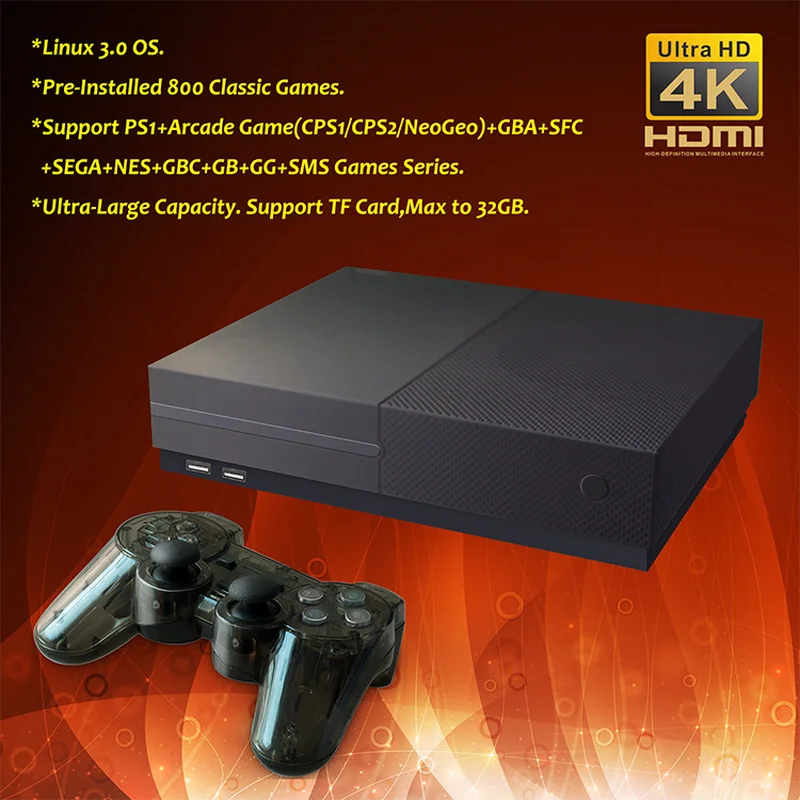 X Pro HD 64 бит видео игровая консоль 4 к HDMI выход семейный ТВ игровой плеер встроенный в 800 классические игры для PS1/CPS/GBA