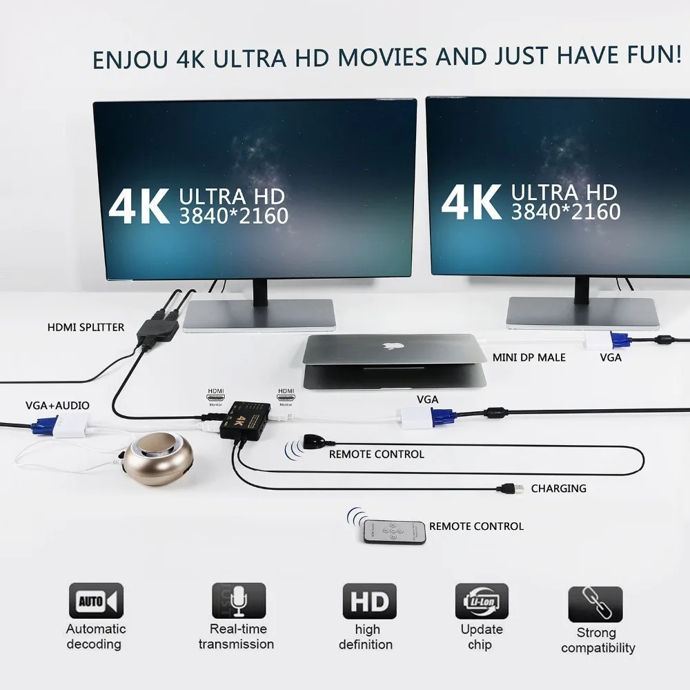 Tonbux HDMI сплиттер переключатель адаптер 5 портов Umschalter Verteiler 4K Ultra HD HDCP 3D HDR|Кабели HDMI|