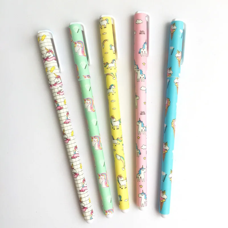 

48 pcs/lot Blue Ink Unicorn Gel Pen Signature Pen Escolar Papelaria School Office Supply Promotional Gift