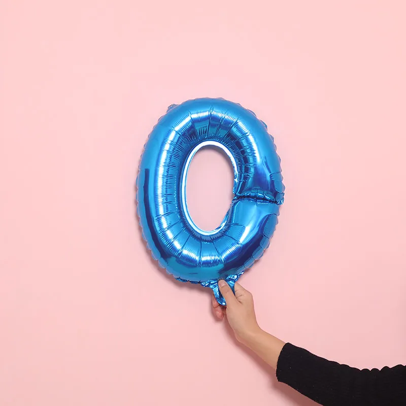 Starlzmu 10 шт. 16 дюймов розовый Количество воздушных шаров синий цифровой Фольга шар наряд для первого дня рождения рисунок воздуха воздушный шар для Бэйби Шауэр украшения - Цвет: 16inch Blue 0