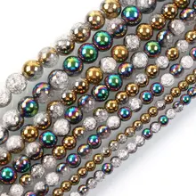 15" Strand Cracked Crystal Natural Stone Beads For needlework 6-12mm Loose Spacer Glass Beads For Jewelry Making kralen perles 2 item image