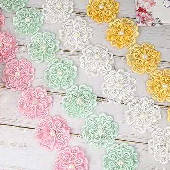 

2Yards/lot Double beaded lace Organza lace edge Coat decoration accessories Handmade decorative multicolor flower lace