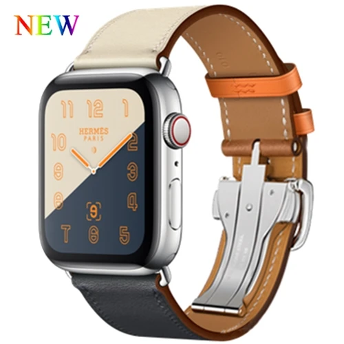 Ремешок с пряжкой для apple watch 4, 5, ремешок iwatch 42 мм, 38 мм, 44 мм, 40 мм, браслет для серии 5, 4, 3, 2, 1 - Цвет ремешка: Indigo Craie Orange