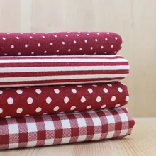 4 печати хлопок льняная ткань "Красный" в горошек квадратная полоса жир четверть комплект DIY ручной работы Домашний текстиль для Лоскутной Ткани 22*24 см