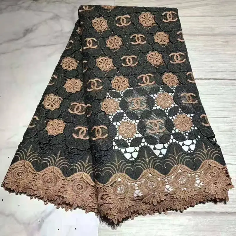 African cord lace fabric with stone latest african laces high end guipure lace nigerian lace fabrics for wedding dress - Цвет: Color3