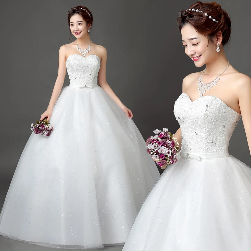 2017 Robe De Mariage Princess Tube Top Slim Lace Wedding Dress Bridal Wedding Gown Vestido De