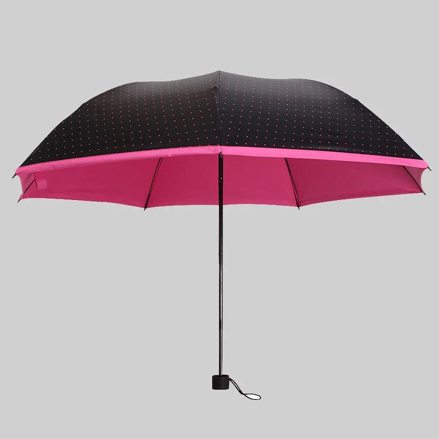 Summer style sombrillas uv Sun/Rain Durable umbrellas women female three folding with dot at a