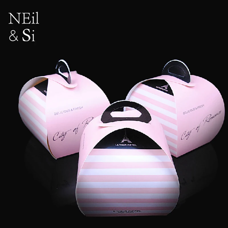 

Handle Cake Box Bakery Mousse Cookies Macaron Pastry Biscuits Packaging Boxes Free Shipping