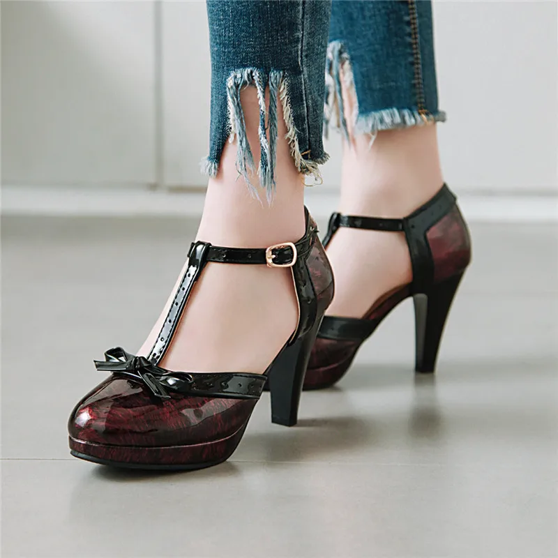 YMECHIC/; модные вечерние туфли на высоком каблуке-шпильке из лакированной кожи; Цвет черный, зеленый, красный; женские туфли в стиле Лолиты с бантом; летние туфли-лодочки размера плюс