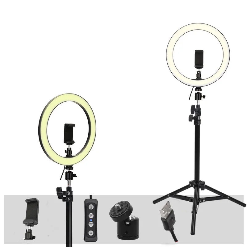Светодиодный кольцевой светильник с регулируемой яркостью для студийной видеосъемки, 10 дюймов, 3200-5600 K, для селфи, смартфона, макияжа в реальном времени, Youtube, портретный светильник