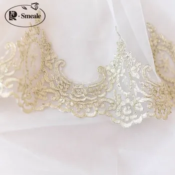 

French Lace Fabric Trim Embroidered Lace Wedding Dress Children's Clothing Accessories Light Gold Car Bone Lace RS1086