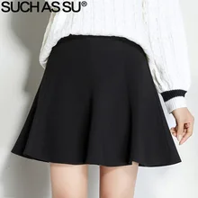 Such as su Осень Зима вязаная юбка женская черная плиссированная юбка сексуальные кружева Высокая талия юбка s-3XL Размер Женская мини-юбка