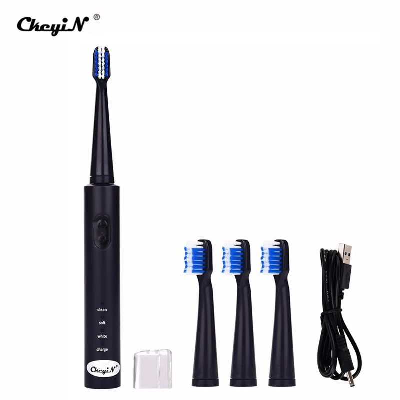 

3 Modes USB Rechargeable Electric Toothbrush Ultrasonic Teeth Whitening Tooth Brush Adult Timer Brush+3Pcs Replacement Heads 401