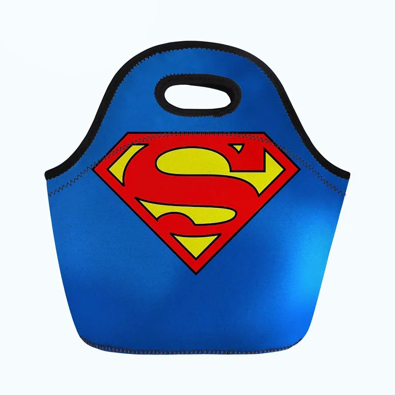 

Hot Insulated Lunch Bags for Boys Superman Spiderman Batman Printed Men's Warm Office Box Food Bags Picnic Handbag with Zippers