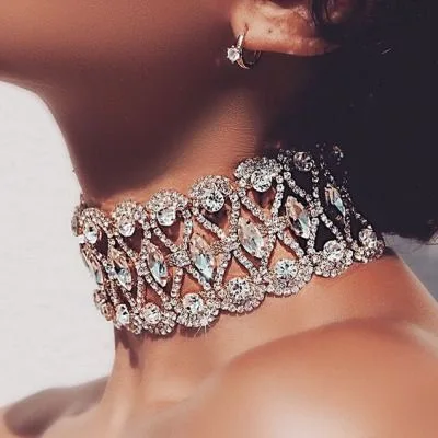 

Crystal Rhinestone Choker Chunky Celebrity Diamond Collar Necklace collar Collier Wedding Belly Dancer Jewellery
