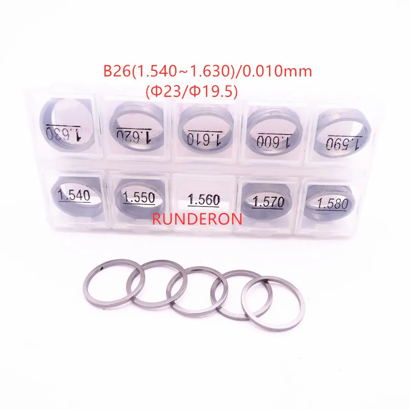 

RUNDERON 50 pcs B26 Washer Shim CRIN Fuel System Common Rail Injector Repair Adjusting Steel Gasket Kit Size 1.540-1.630