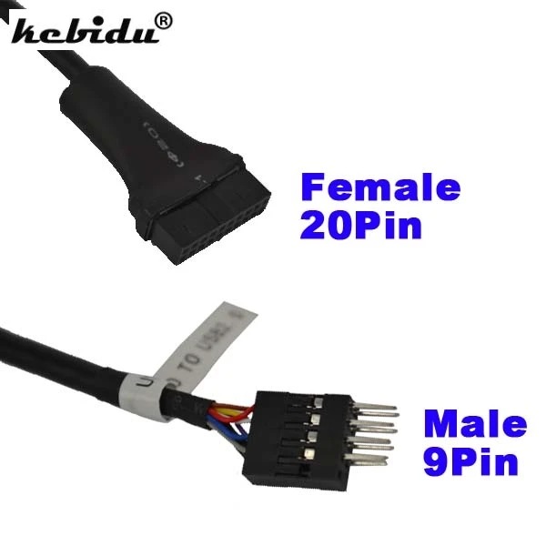 USB 2.0 9Pin Motherboard Female to 20Pin USB 3.0 Housing Male Adapter Cable N LL