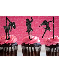 

glitter Pole Dancing girl Silhouette cupcake toppers Bachelorette bridal baby shower toothpicks wedding birthday party decor