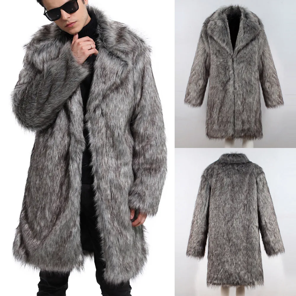 

coat for men vetement femme 2018 Hot New Mens Leopard Warm Thick Fur Collar Coat Jacket Faux Fur Parka Outwear Cardigan clothes