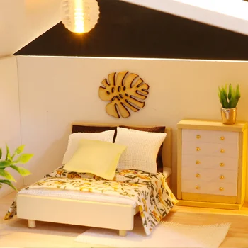 

DIY Hut Model Clear Shallow Time Light Originality New Pattern Woodiness Assemble Villa Model Small Clear New Gift