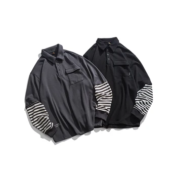 

Spring new hoodies men fashion striped stitching casual sweatshirt Man Streetwear trend wild hip hop loose pullover M-2XL